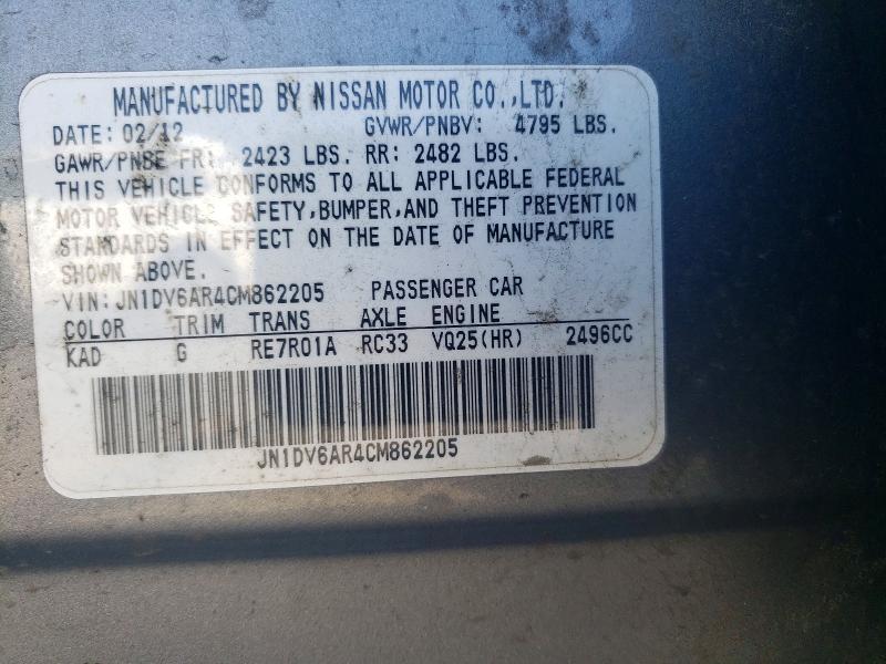 60033426 :رقم المزاد ، JN1DV6AR4CM862205 vin ، 2012 Infiniti G25 Sedan مزاد بيع