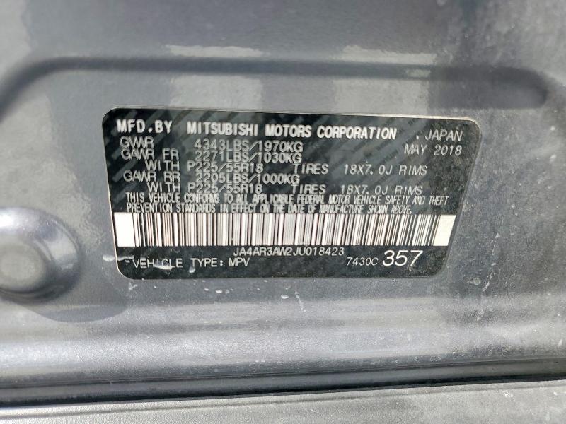 85612715 :رقم المزاد ، JA4AR3AW2JU018423 vin ، 2018 Mitsubishi Outlander Sport مزاد بيع
