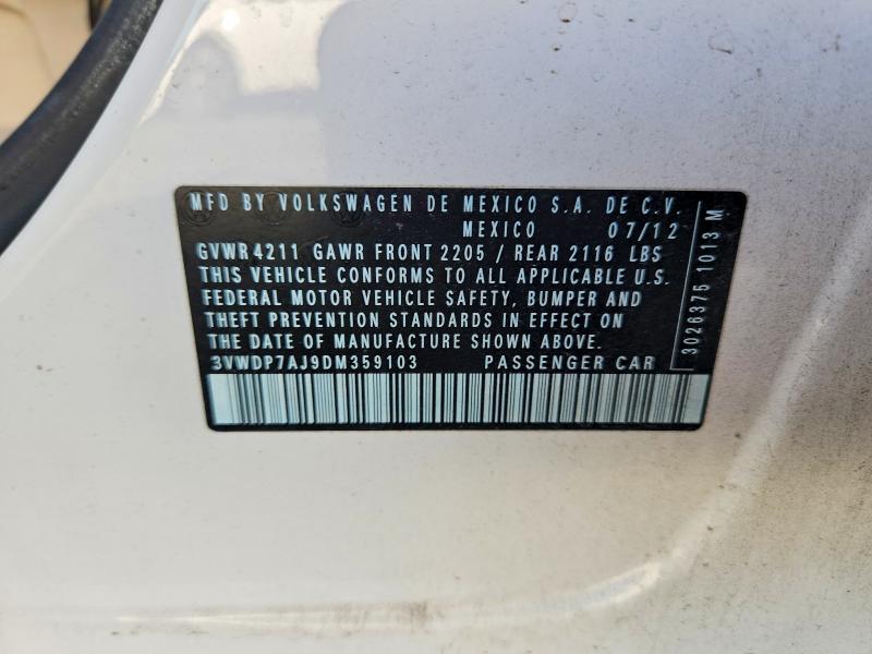 Aukcja sprzedaży 2013 Volkswagen Jetta, vin: 3VWDP7AJ9DM359103, numer aukcji: 85609085
