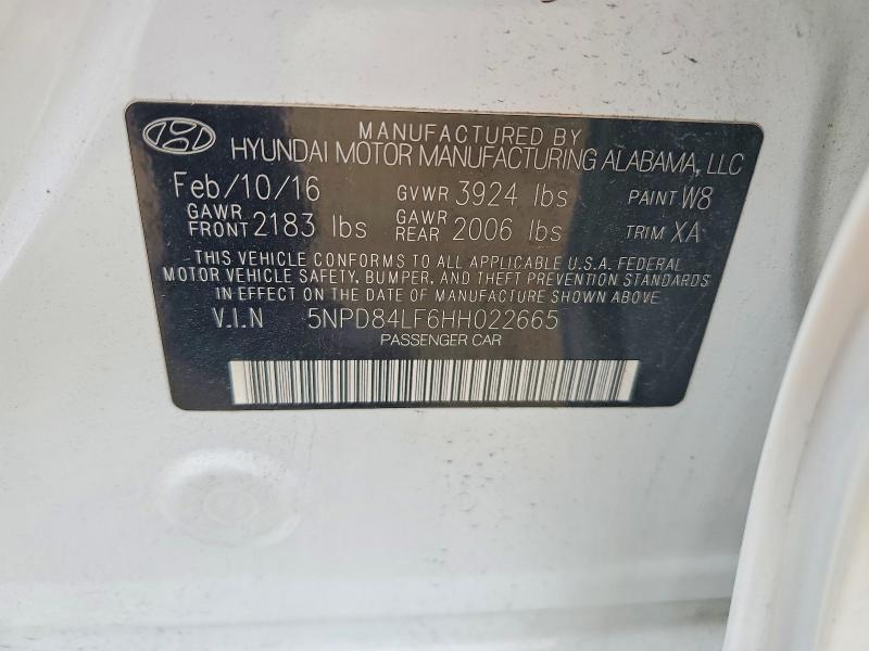 63219206 :رقم المزاد ، 5NPD84LF6HH022665 vin ، 2017 Hyundai Elantra مزاد بيع