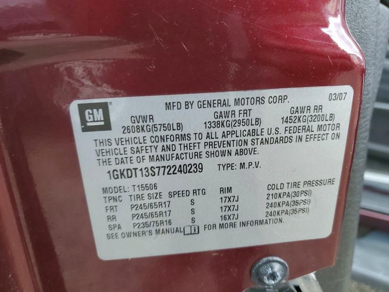 Продажа на аукционе авто 2007 Gmc Envoy, vin: 1GKDT13S772240239, номер лота: 60309986