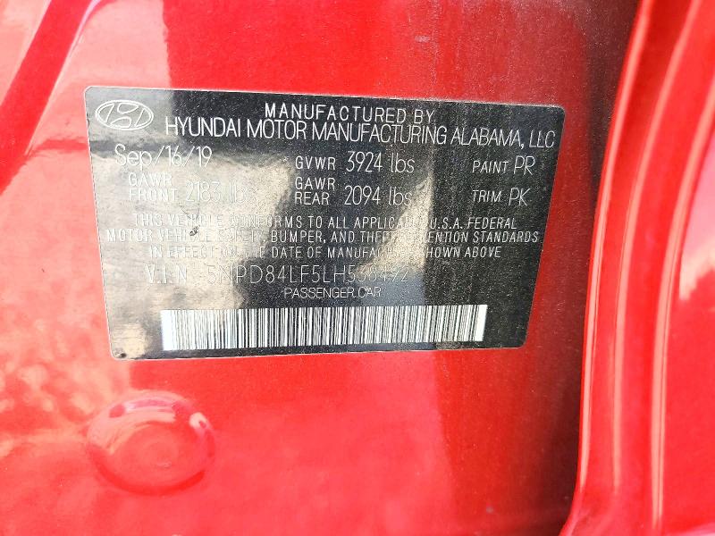 59771346 :رقم المزاد ، 5NPD84LF5LH538492 vin ، 2020 Hyundai Elantra مزاد بيع