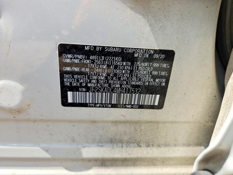 Aukcja sprzedaży 2021 Subaru Forester, vin: JF2SKADC4MH417532, numer aukcji: 59795676