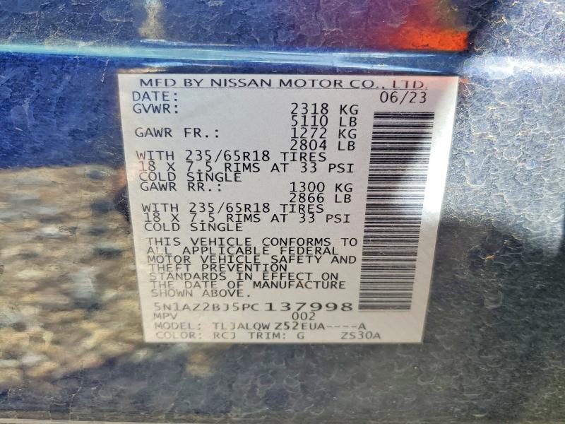 Aukcja sprzedaży 2023 Nissan Murano, vin: 5N1AZ2BJ5PC137998, numer aukcji: 60742456