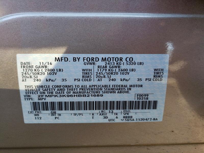 Продажа на аукционе авто 2017 Ford Edge, vin: 2FMPK3K96HBB21689, номер лота: 60487316