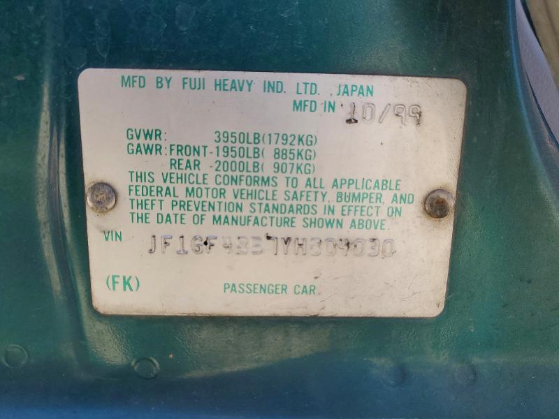 2000 Subaru Impreza მანქანა იყიდება აუქციონზე, vin: JF1GF4857YH804030, აუქციონის ნომერი: 63587786