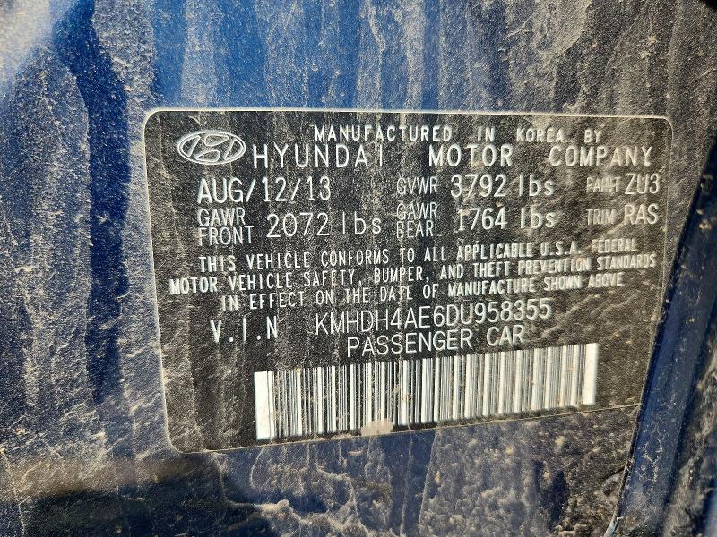 Aukcja sprzedaży 2013 Hyundai Elantra, vin: KMHDH4AE6DU958355, numer aukcji: 61043996