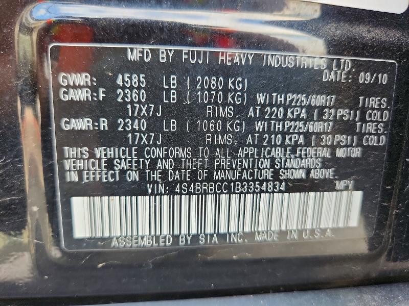 Продажа на аукционе авто 2011 Subaru Outback, vin: 4S4BRBCC1B3354834, номер лота: 61323536