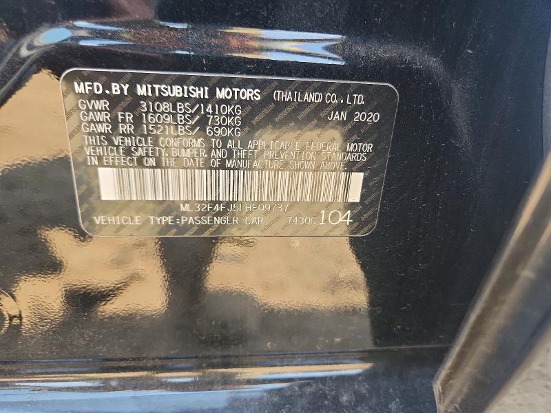 2020 Mitsubishi Mirage მანქანა იყიდება აუქციონზე, vin: ML32F4FJ5LHF09737, აუქციონის ნომერი: 61146126
