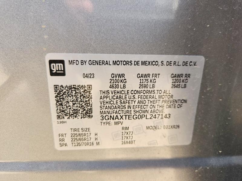 61533046 :رقم المزاد ، 3GNAXTEG0PL247143 vin ، 2023 Chevrolet Equinox مزاد بيع