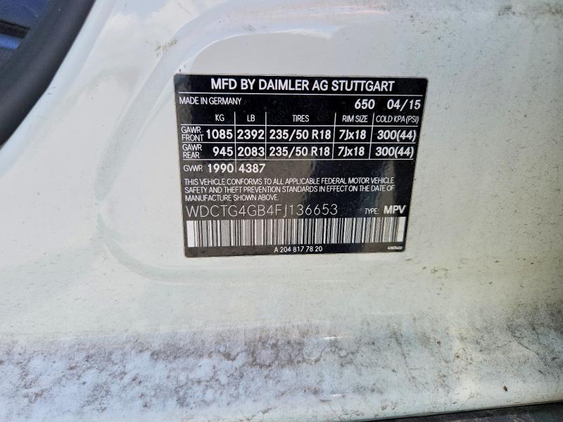 Aukcja sprzedaży 2015 Mercedes-benz Gla, vin: WDCTG4GB4FJ136653, numer aukcji: 61506426