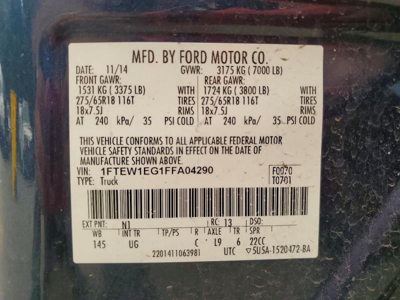 Продажа на аукционе авто 2015 Ford F150, vin: 1FTEW1EG1FFA04290, номер лота: 60169566