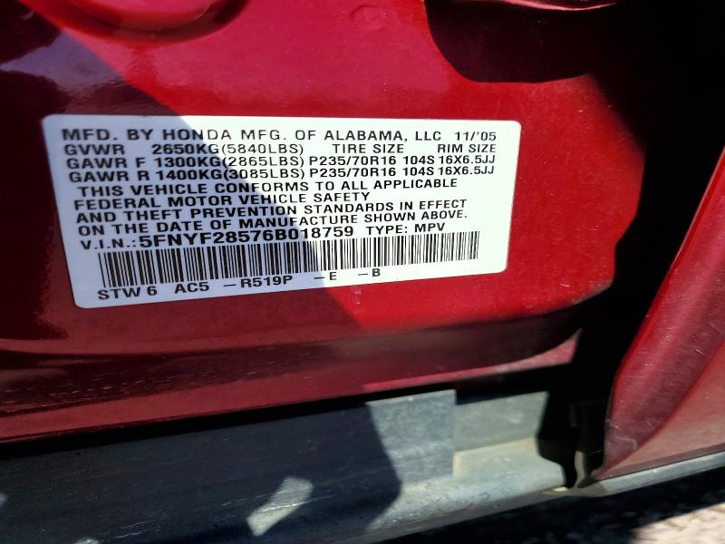 Aukcja sprzedaży 2006 Honda Pilot, vin: 5FNYF28576B018759, numer aukcji: 63420266