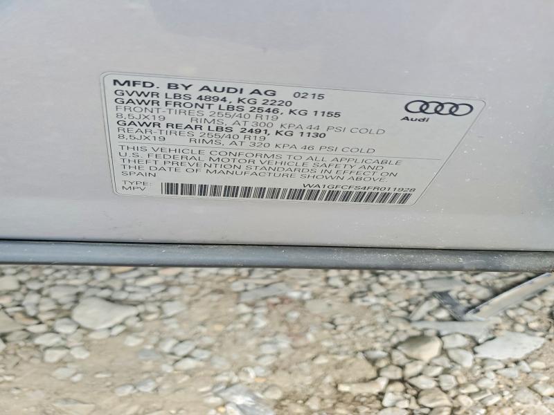 2015 Audi Q3 მანქანა იყიდება აუქციონზე, vin: WA1GFCFS4FR011928, აუქციონის ნომერი: 60875366