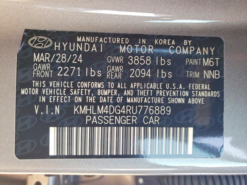 Aukcja sprzedaży 2024 Hyundai Elantra, vin: KMHLM4DG4RU776889, numer aukcji: 60791626