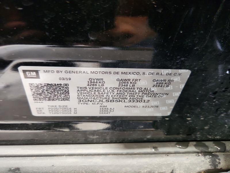 Aukcja sprzedaży 2019 Chevrolet Trax, vin: 3GNCJLSB5KL333012, numer aukcji: 62758506