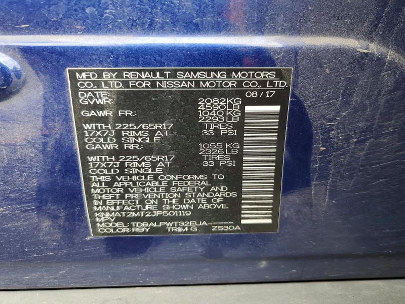 Aukcja sprzedaży 2018 Nissan Rogue, vin: KNMAT2MT2JP501119, numer aukcji: 59117996