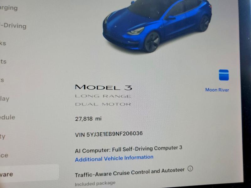 Продаж на аукціоні авто 2022 Tesla Model 3, vin: 5YJ3E1EB9NF206036, номер лоту: 59865106