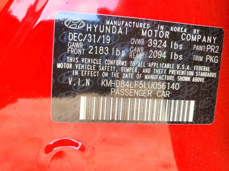 Aukcja sprzedaży 2020 Hyundai Elantra, vin: KMHD84LF5LU056140, numer aukcji: 60600696