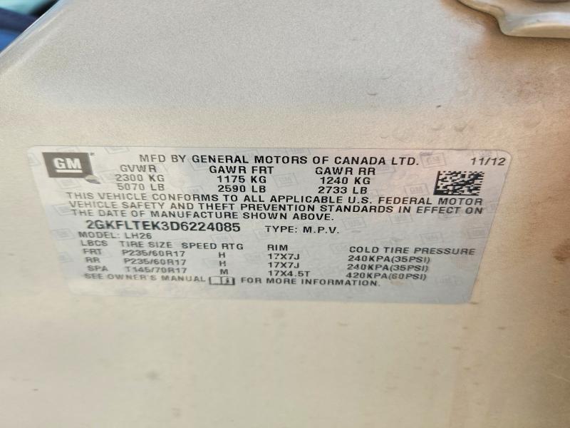 Продаж на аукціоні авто 2013 Gmc Terrain, vin: 2GKFLTEK3D6224085, номер лоту: 61945106
