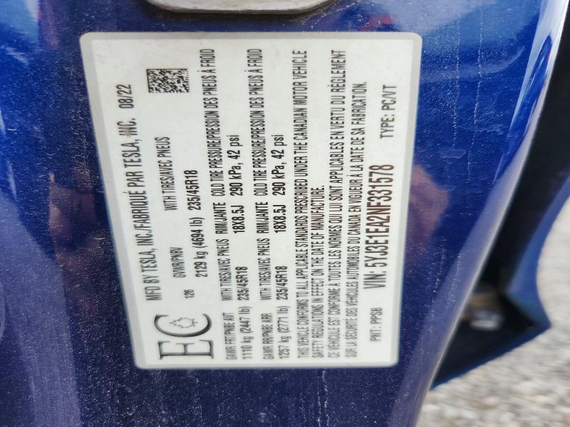 Продажа на аукционе авто 2022 Tesla Model 3, vin: 5YJ3E1EA2NF331578, номер лота: 61719606