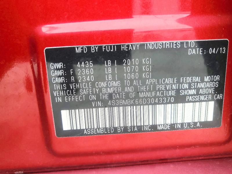 62479786 :رقم المزاد ، 4S3BMBK66D3043370 vin ، 2013 Subaru Legacy مزاد بيع
