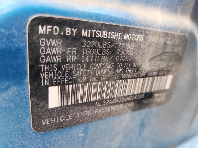 2018 Mitsubishi Mirage მანქანა იყიდება აუქციონზე, vin: ML32A4HJ3JH014359, აუქციონის ნომერი: 62897246