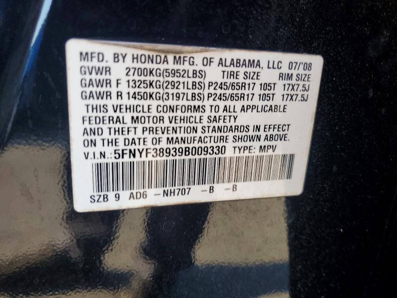 Продажа на аукционе авто 2009 Honda Pilot, vin: 5FNYF38939B009330, номер лота: 60155916