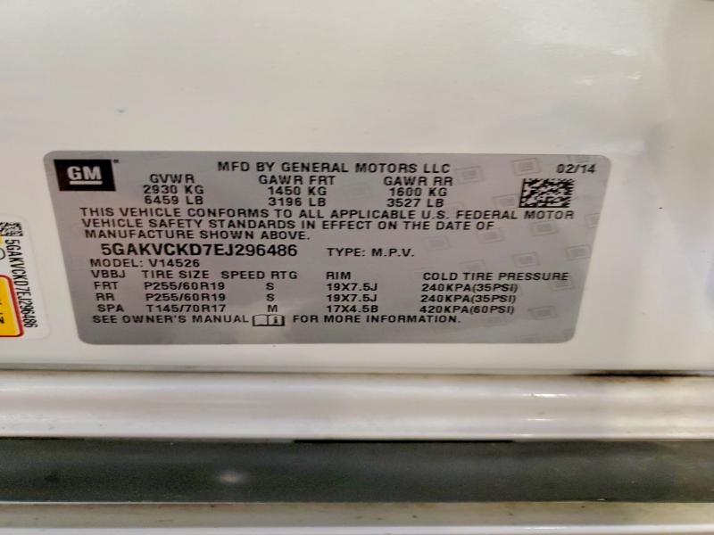 63337376 :رقم المزاد ، 5GAKVCKD7EJ296486 vin ، 2014 Buick Enclave مزاد بيع