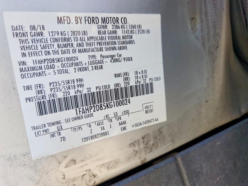 Продажа на аукционе авто 2019 Ford Taurus, vin: 1FAHP2D85KG100024, номер лота: 60315726
