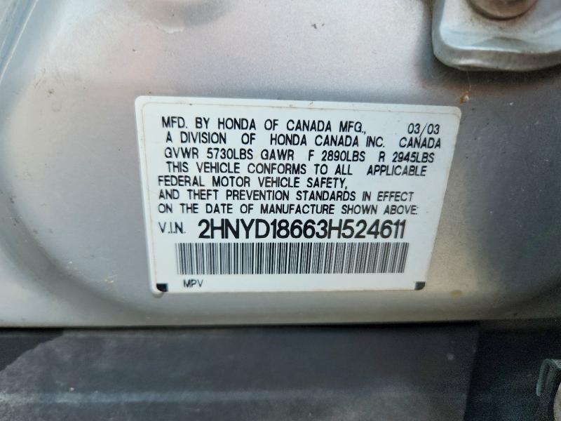 Aukcja sprzedaży 2003 Acura Mdx, vin: 2HNYD18663H524611, numer aukcji: 85964235
