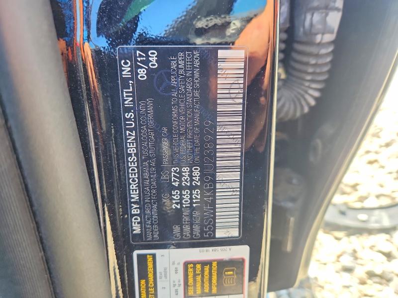 61287916 :رقم المزاد ، 55SWF4KB9JU238929 vin ، 2018 Mercedes-benz C مزاد بيع