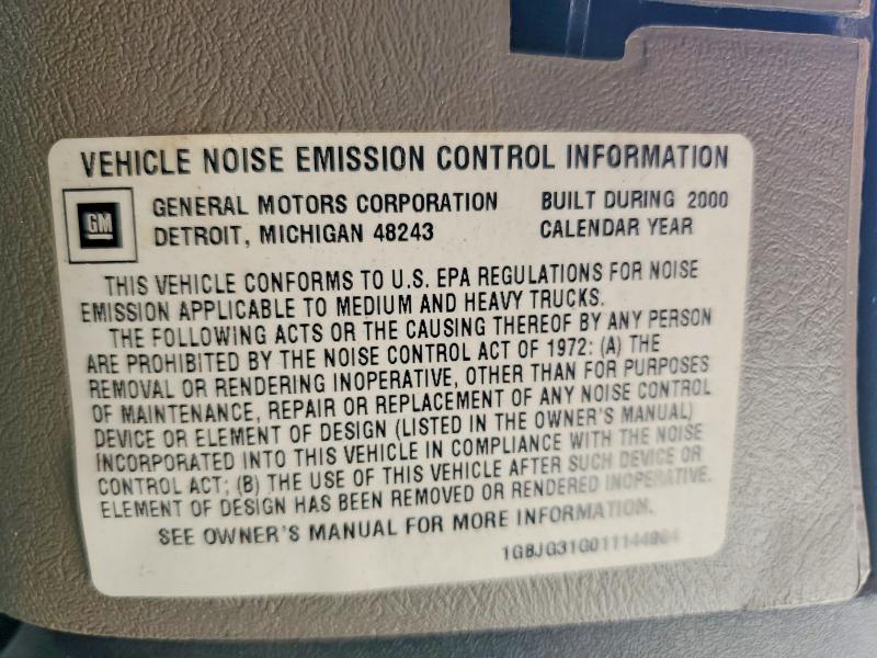 Aukcja sprzedaży 2001 Chevrolet Unknown, vin: 1GBJG31G011144984, numer aukcji: 60239386