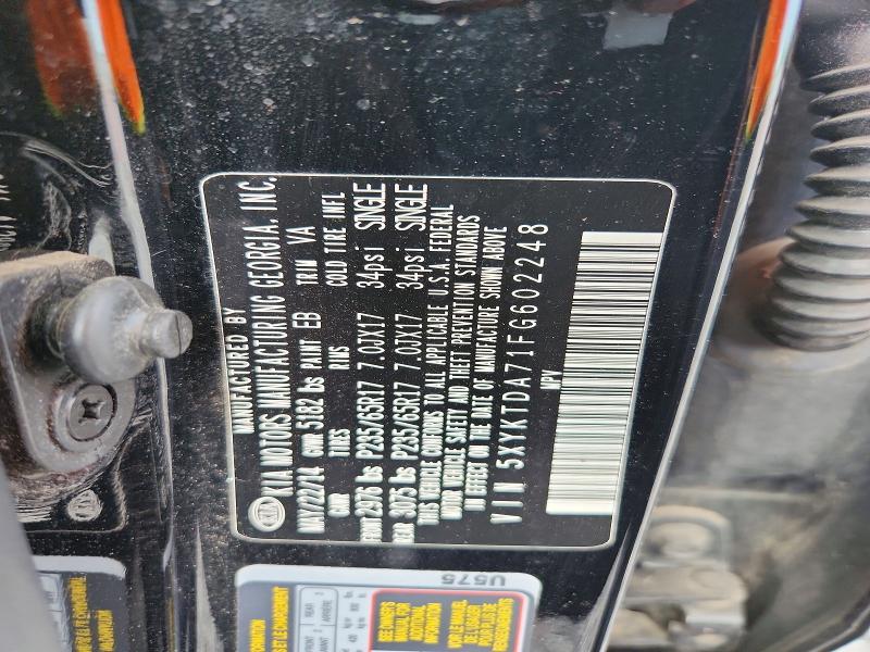 60127806 :رقم المزاد ، 5XYKTDA71FG602248 vin ، 2015 Kia Sorento مزاد بيع