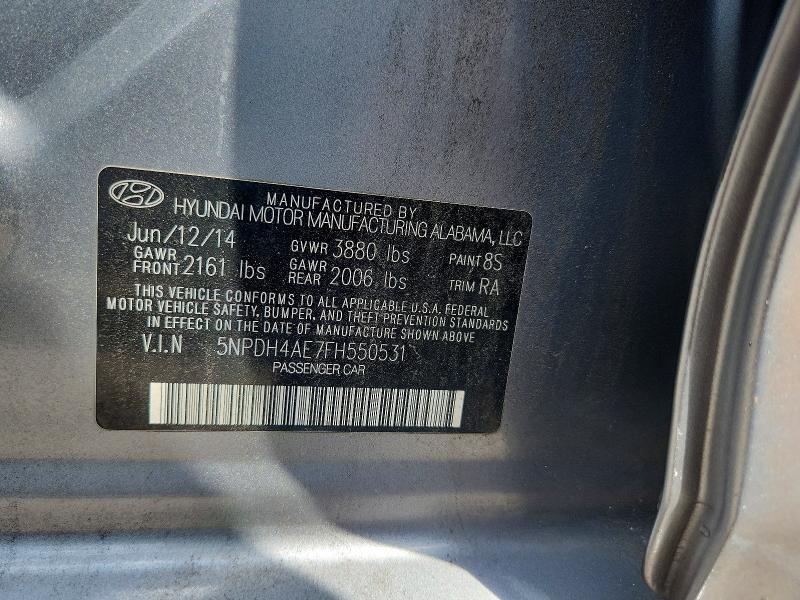 Продажа на аукционе авто 2015 Hyundai Elantra, vin: 5NPDH4AE7FH550531, номер лота: 63559406