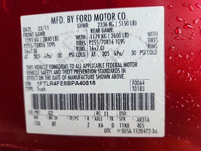 Aukcja sprzedaży 2011 Ford Ranger, vin: 1FTLR4FE8BPA40818, numer aukcji: 63102106