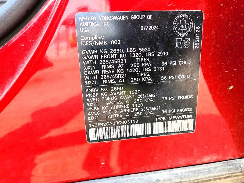 Продажа на аукционе авто 2024 Volkswagen Atlas, vin: 1V2FR2CA0RC603119, номер лота: 61132926