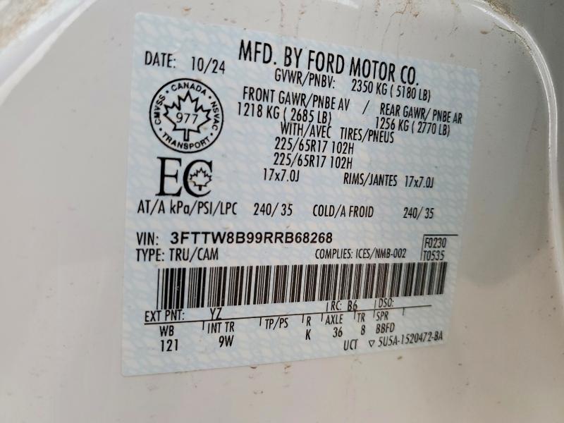 2024 Ford Maverick მანქანა იყიდება აუქციონზე, vin: 3FTTW8B99RRB68268, აუქციონის ნომერი: 62530196