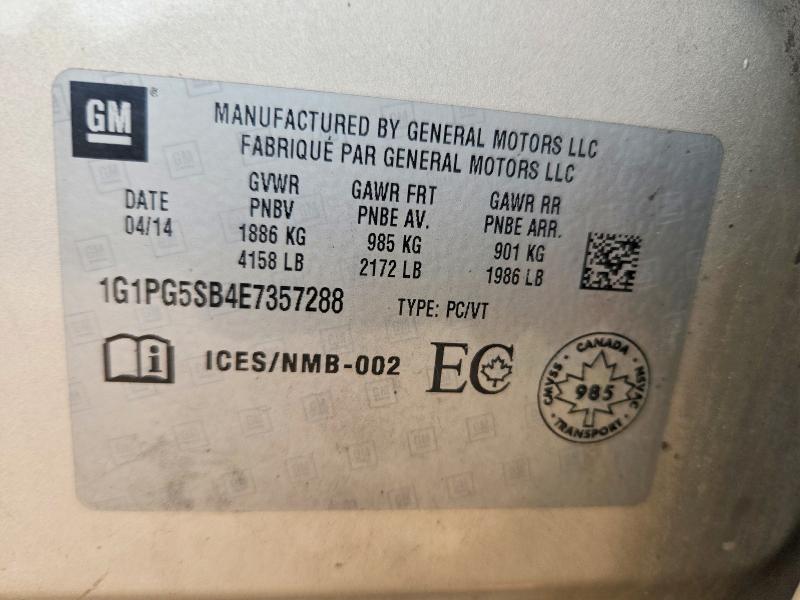 Продаж на аукціоні авто 2014 Chevrolet Cruze, vin: 1G1PG5SB4E7357288, номер лоту: 62628606