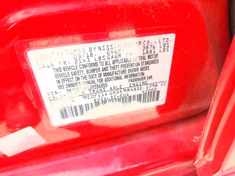 Продажа на аукционе авто 2018 Nissan Sentra, vin: 3N1AB7AP6JY284859, номер лота: 62809776