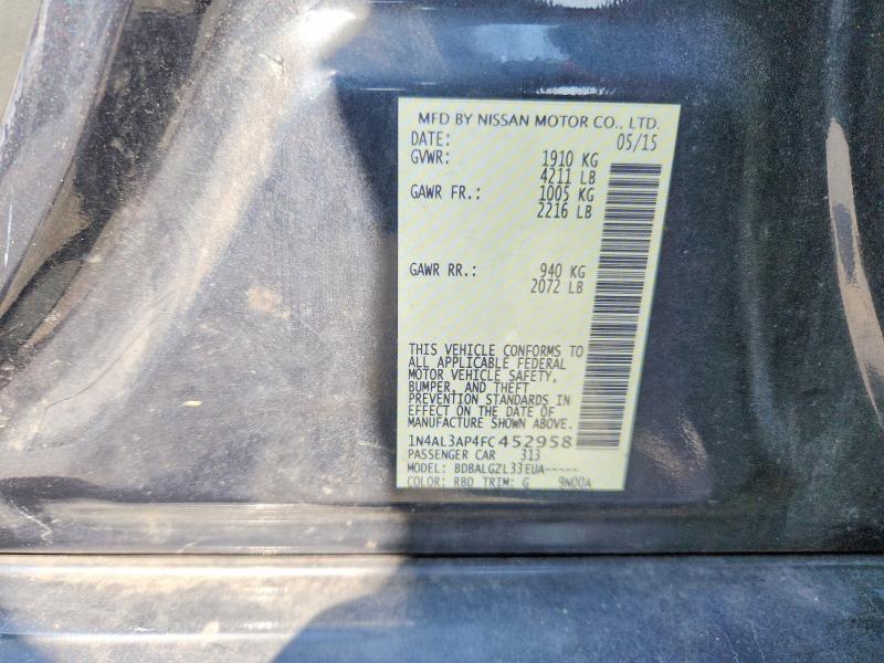 Продаж на аукціоні авто 2015 Nissan Altima, vin: 1N4AL3AP4FC452958, номер лоту: 61852896