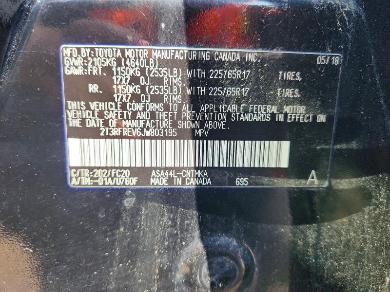 62565786 :رقم المزاد ، 2T3RFREV6JW803195 vin ، 2018 Toyota Rav4 مزاد بيع