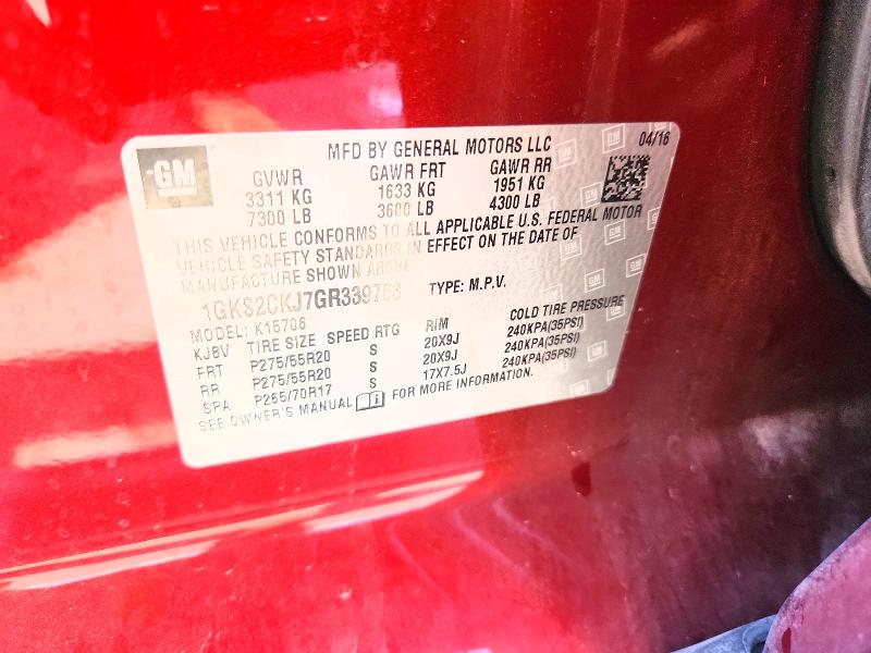 Aukcja sprzedaży 2016 Gmc Yukon, vin: 1GKS2CKJ7GR339763, numer aukcji: 59315496