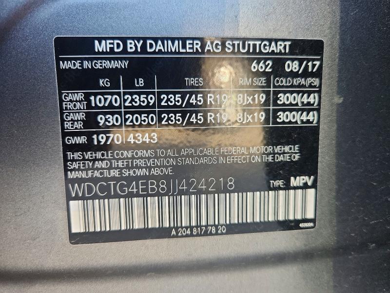85621295 :رقم المزاد ، WDCTG4EB8JJ424218 vin ، 2018 Mercedes-benz Gla مزاد بيع