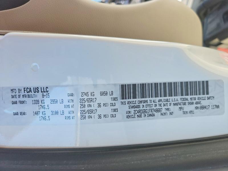 60848366 :رقم المزاد ، 2C4RDGBG1FR748687 vin ، 2015 Dodge Grand Caravan مزاد بيع
