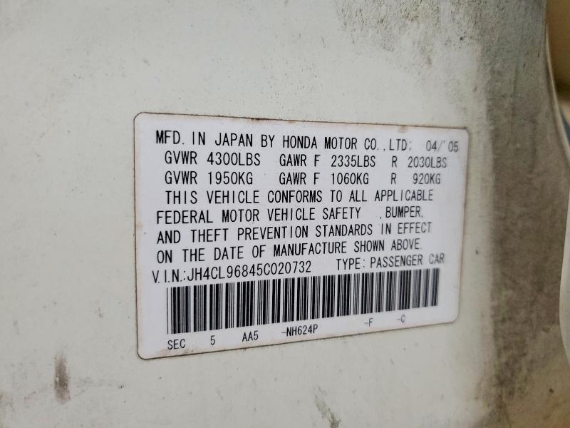 61861086 :رقم المزاد ، JH4CL96845C020732 vin ، 2005 Acura Tsx مزاد بيع