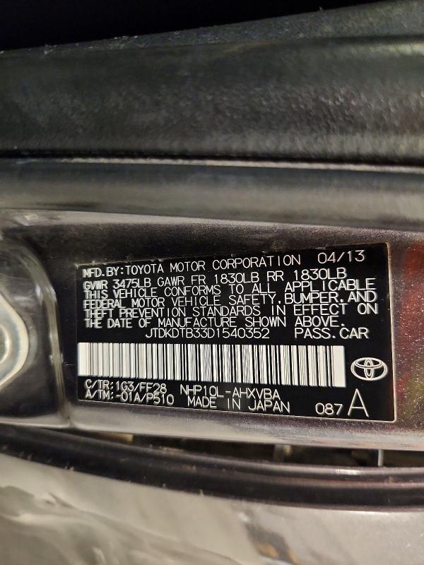 Продажа на аукционе авто 2013 Toyota Prius C, vin: JTDKDTB33D1540352, номер лота: 62568826