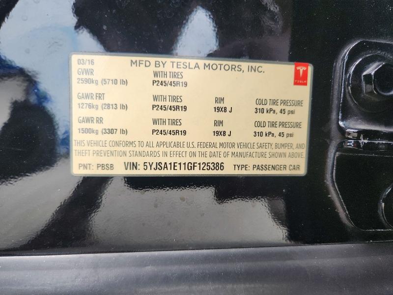 Aukcja sprzedaży 2016 Tesla Model S, vin: 5YJSA1E11GF125386, numer aukcji: 63522496