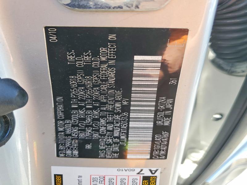 Aukcja sprzedaży 2010 Lexus Gx, vin: JTJJM7FX1A5013136, numer aukcji: 61248366