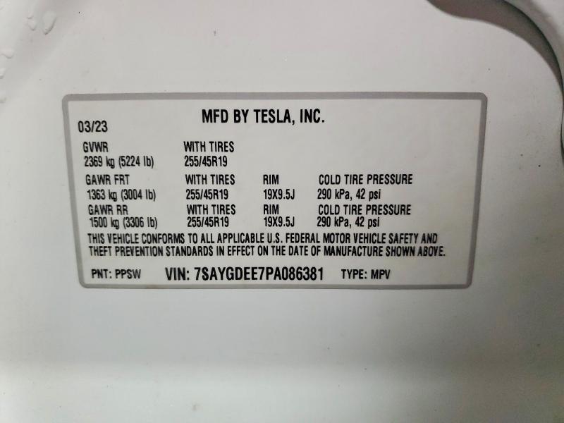 Aukcja sprzedaży 2023 Tesla Model Y, vin: 7SAYGDEE7PA086381, numer aukcji: 59625626